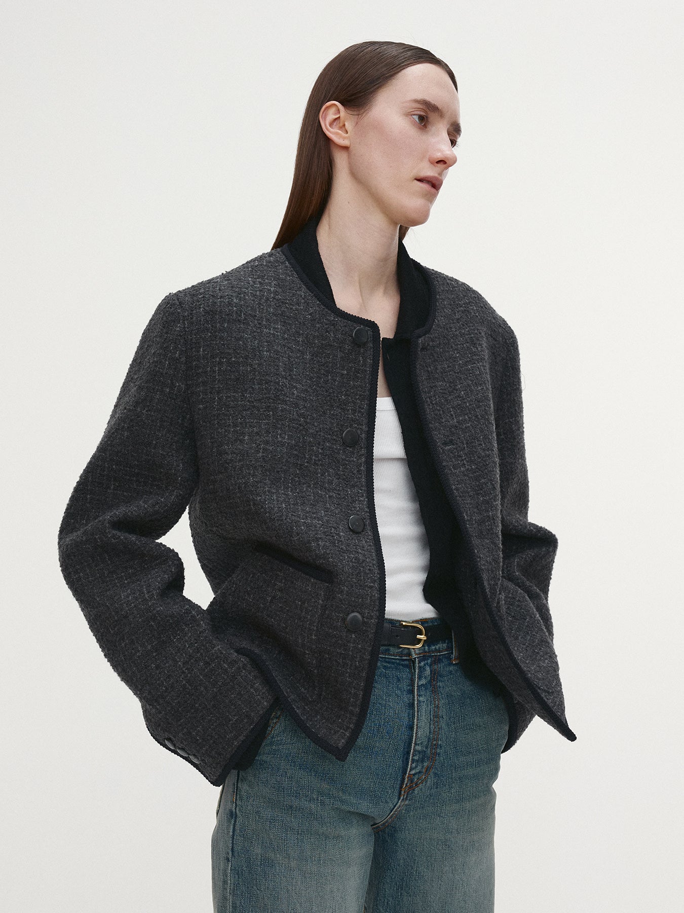 Tonywack - Wool Tweed Blouson Jacket (Dark Grey) product image 5 | TRAB K-Fashion Australia