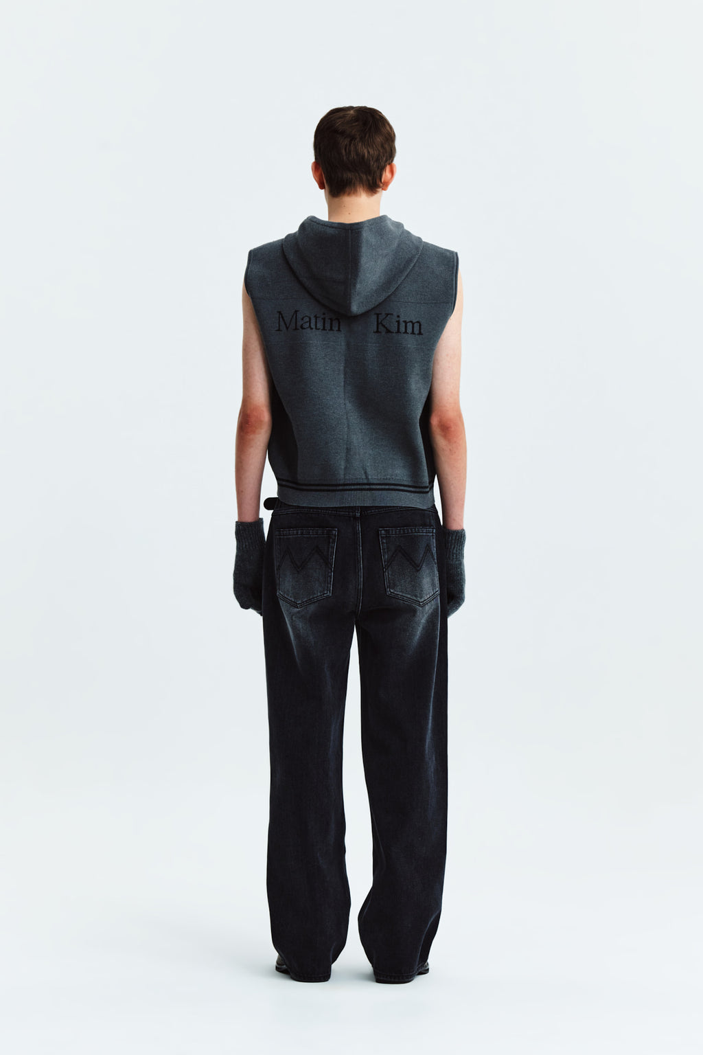 Matin Kim - Hoody Logo Knit Vest (Charcoal) product image 8 | TRAB K-Fashion Australia