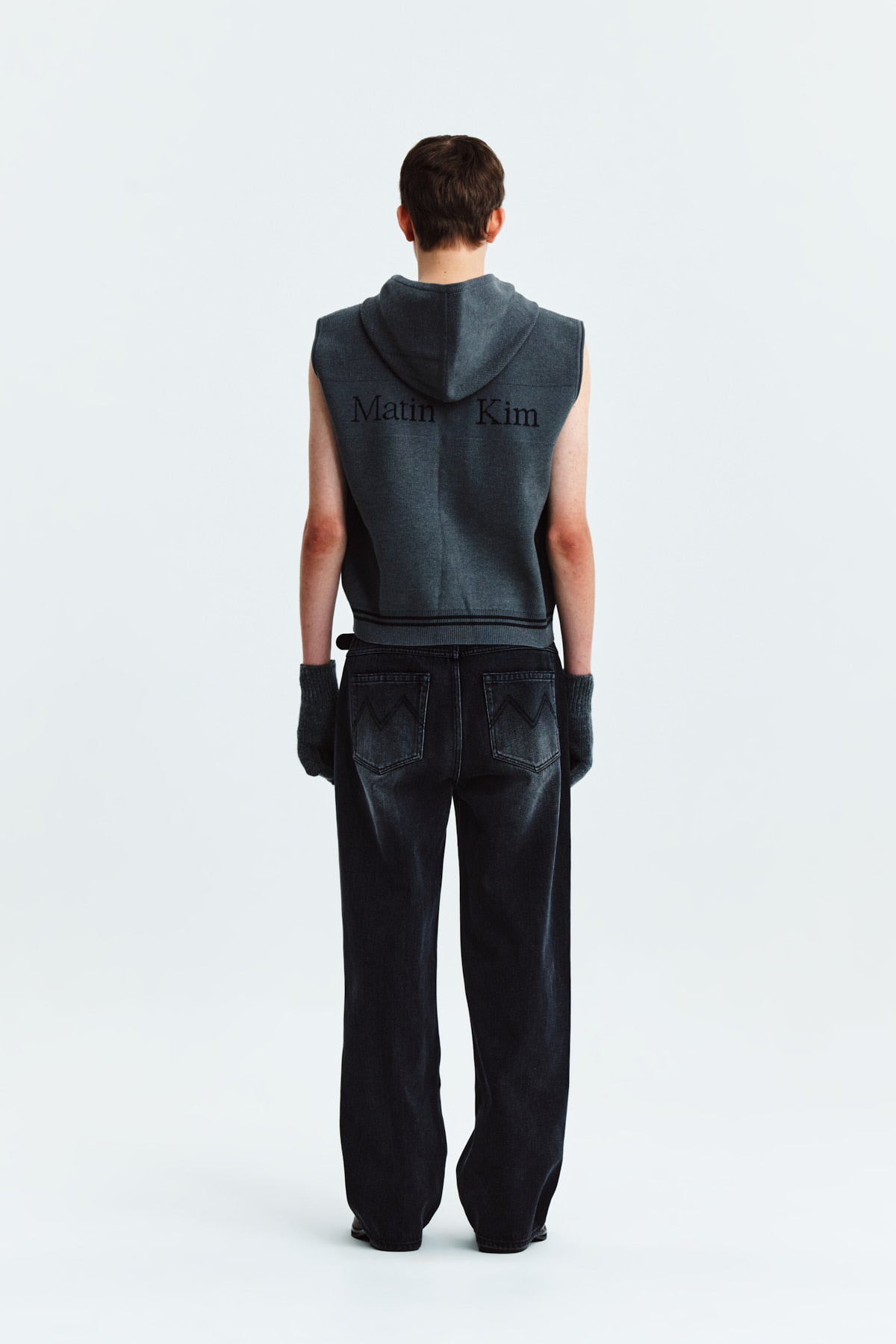 Matin Kim - Hoody Logo Knit Vest (Charcoal) product image 8 | TRAB K-Fashion Australia