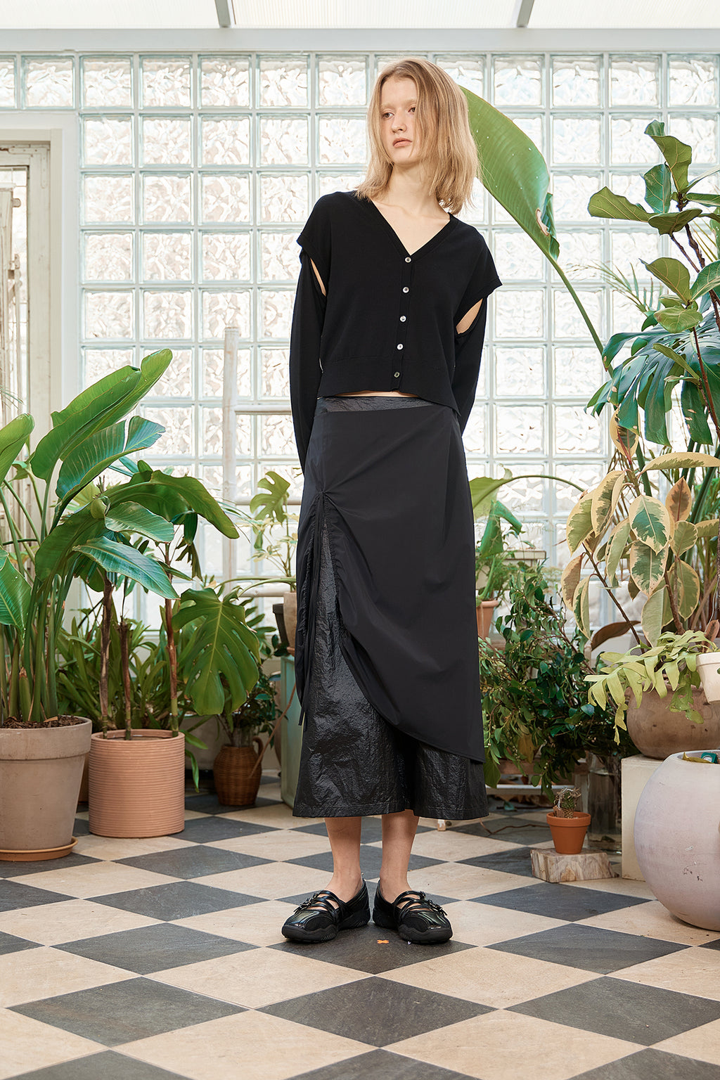 Matin Kim - Slit Detail Button Cardigan (Black) product image 13 | TRAB K-Fashion Australia