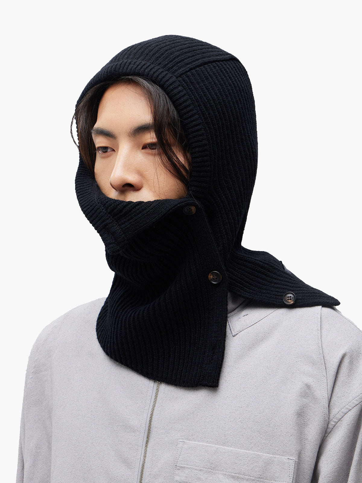 Jiyong Kim - Button Closure Balaclava (Black) product image 3 | TRAB K-Fashion Australia