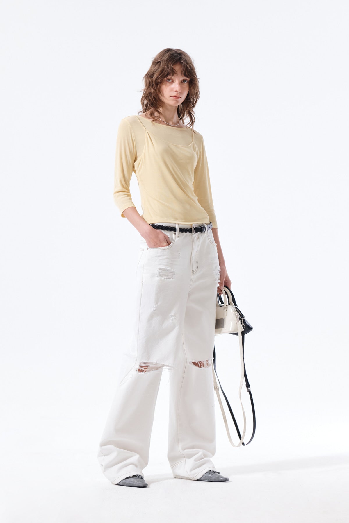 Matin Kim - 3/4 Sleeve Top & Tank Layered Set (Yellow) product image 11 | TRAB K-Fashion Australia