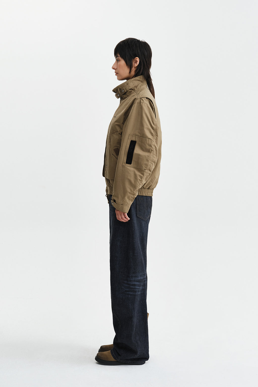 Matin Kim - Buckle High Neck Utility Jumper (Khaki) product image 9 | TRAB K-Fashion Australia