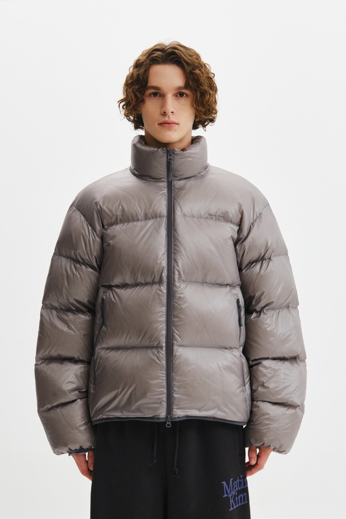 Matin Kim - Icon Logo Down Jumper (Light Grey) product image 7 | TRAB K-Fashion Australia