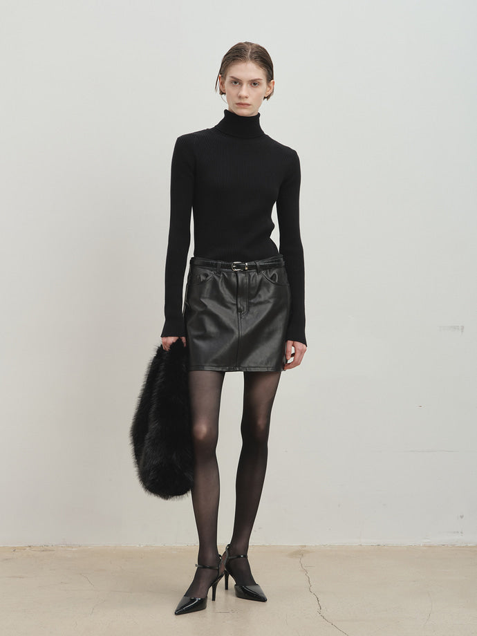 Tonywack - Lamb Leather Mini Skirt (Black) product image 5 | TRAB K-Fashion Australia