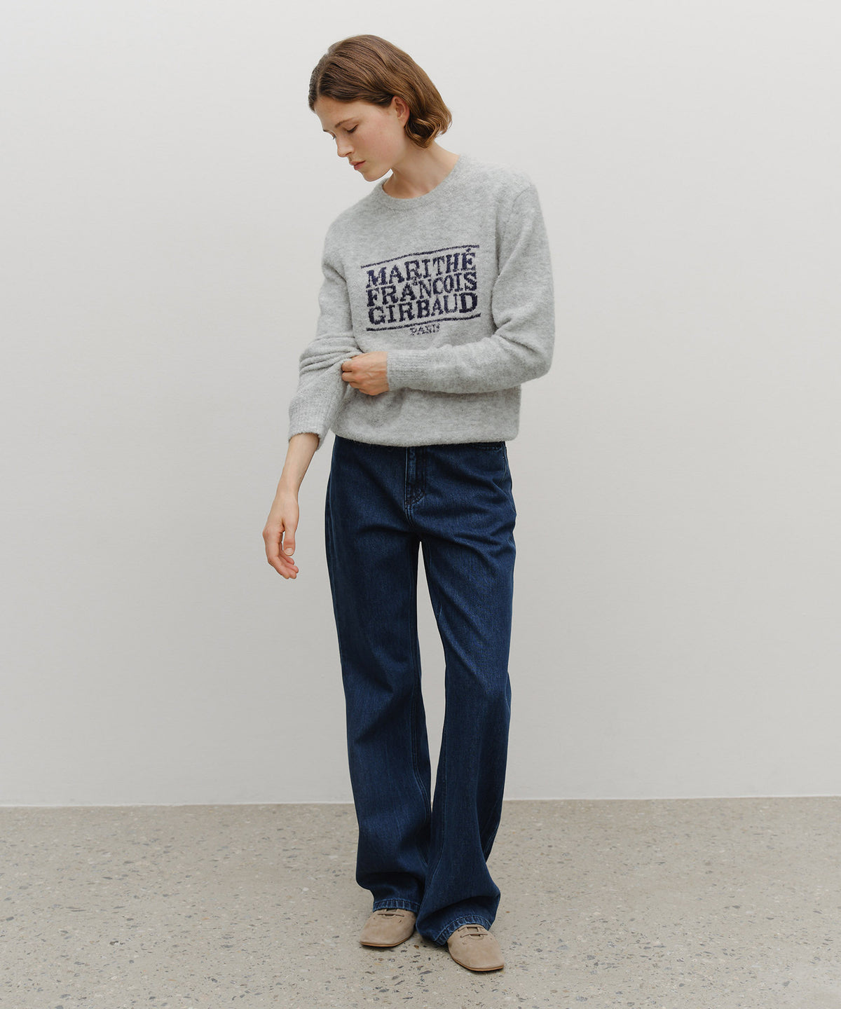 Marithe & Francois Girbaud - Boucle Classic Logo Knit Pullover (Light Gray) product image 5 | TRAB K-Fashion Australia