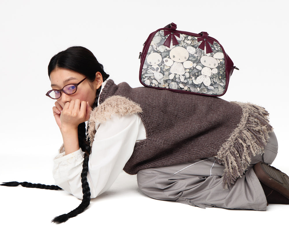 Coyseio - Pebble Friends Ribbon Bag (Plum Red) product image 2 | TRAB K-Fashion Australia