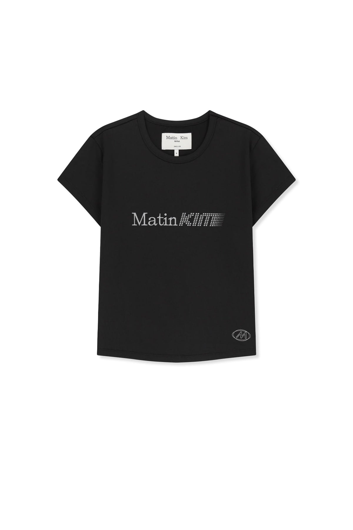Matin Kim - Matin Pace Reflective Logo Slim Top (Black) product image 1 | TRAB K-Fashion Australia