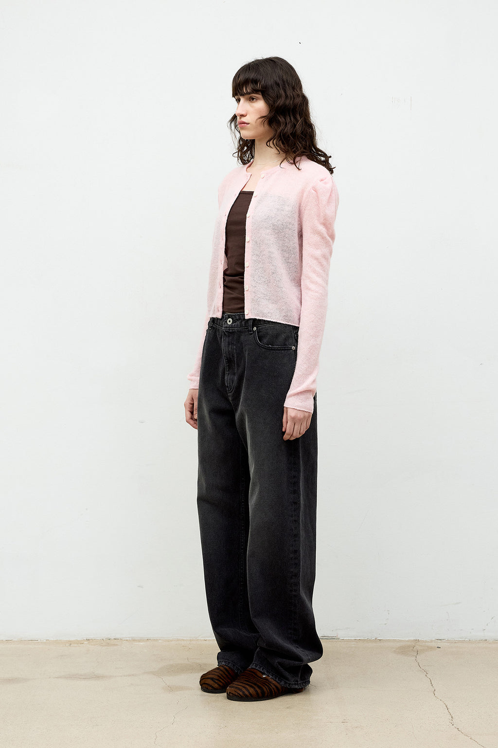 Coor - Puff Shoulder Cardigan (Melange Pink) product image 3 | TRAB K-Fashion Australia