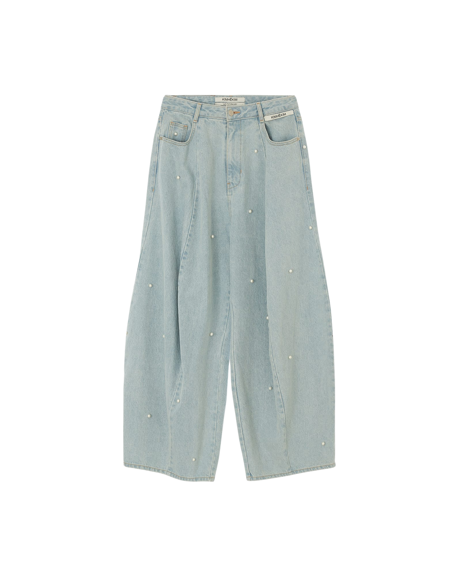 Kimhe Kim - Pearl Embellished Balloon Fit Jeans (Sky Blue) product image 1 | TRAB K-Fashion Australia