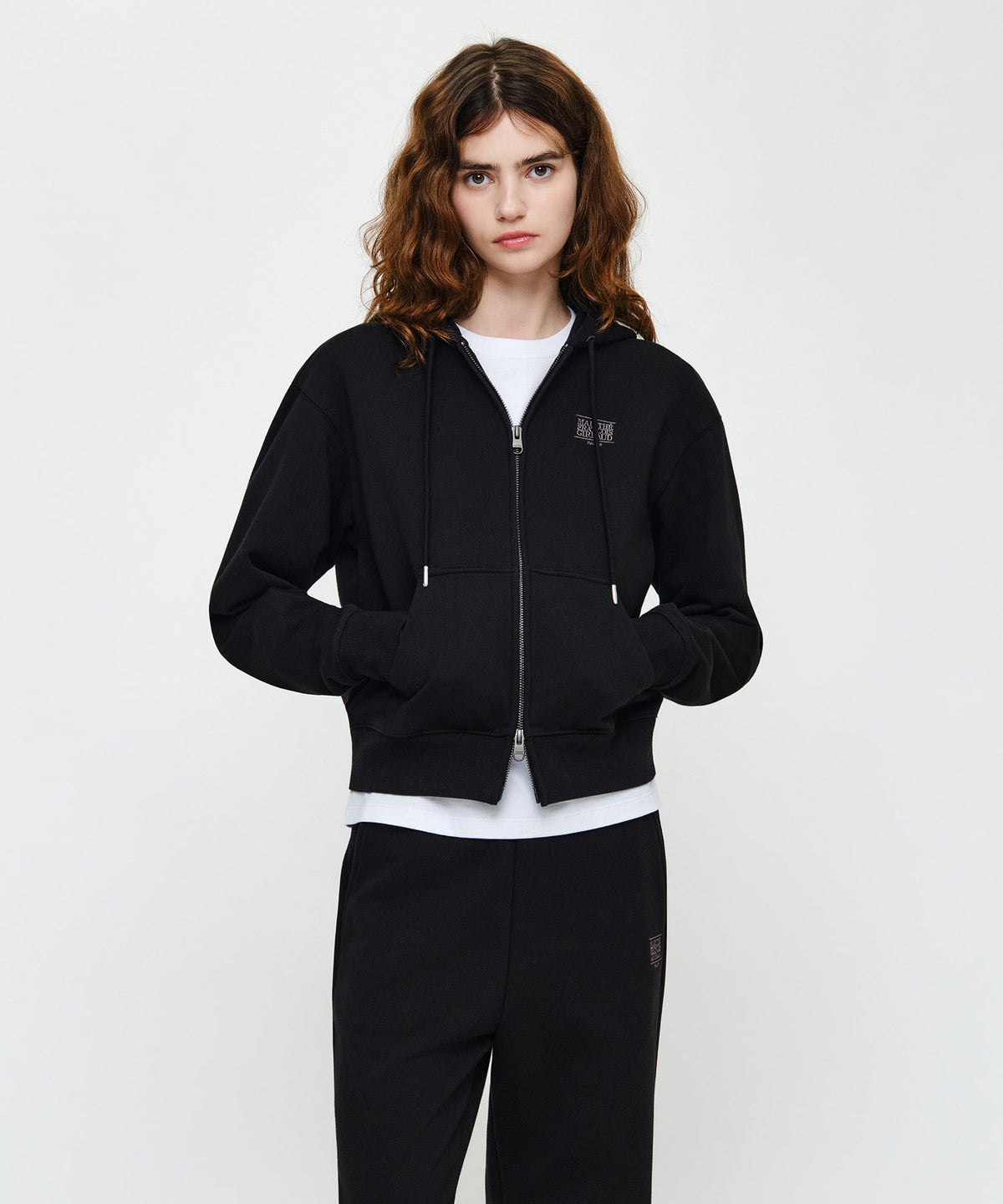 Marithe & Francois Girbaud - Small Classic Logo Hoodie Zipup (Black) product image 1 | TRAB K-Fashion Australia