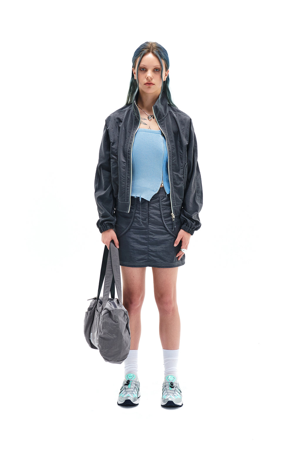 Matin Kim - Curvy Mini Skirt (Charcoal) product image 5 | TRAB K-Fashion Australia