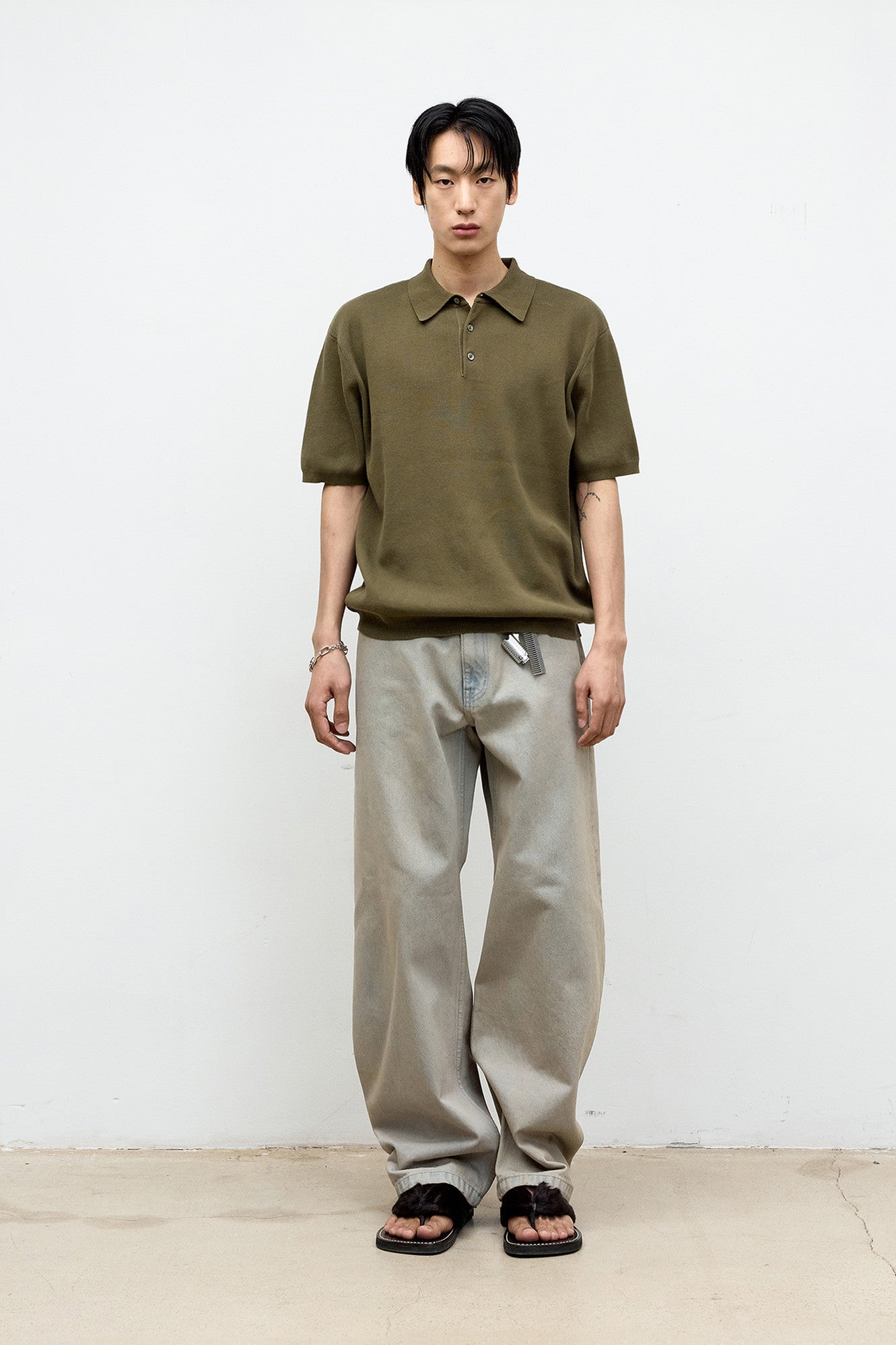 Coor - Compact Sandy Polo Knit (Khaki) product image 2 | TRAB K-Fashion Australia