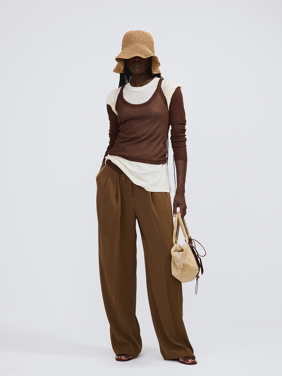 Recto - Tuxedo Detail Fluid Suit Pants (Ochre) product image 4 | TRAB K-Fashion Australia