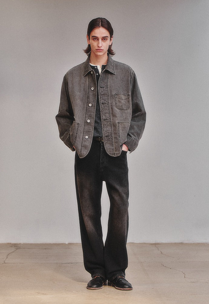 Art if acts - Linen Western Coverall Jacket (Black) product image 1 | TRAB K-Fashion Australia
