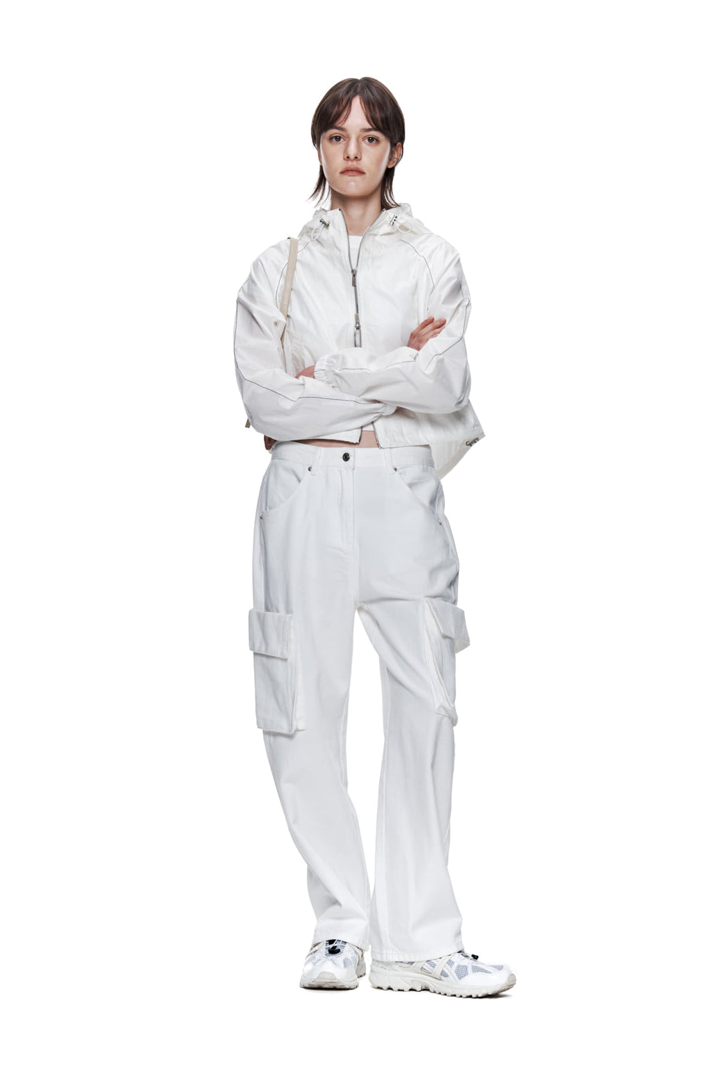 Matin Kim - [Pre-Order – Ships July 9] Matin Crop Hoody Coating Jumper (Ivory) product image 8 | TRAB K-Fashion Australia