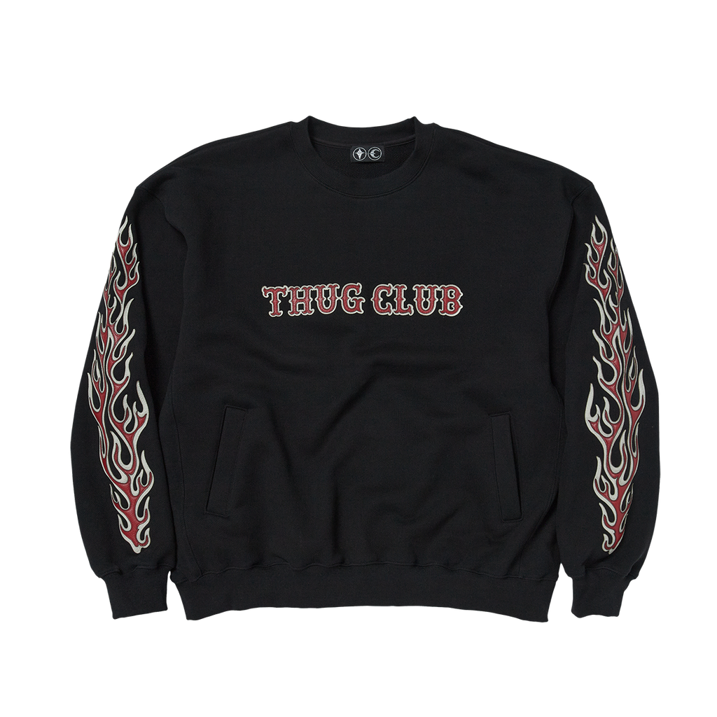 Thug Club - Leather Flame Sweatshirt (Black) product image 1 | TRAB K-Fashion Australia