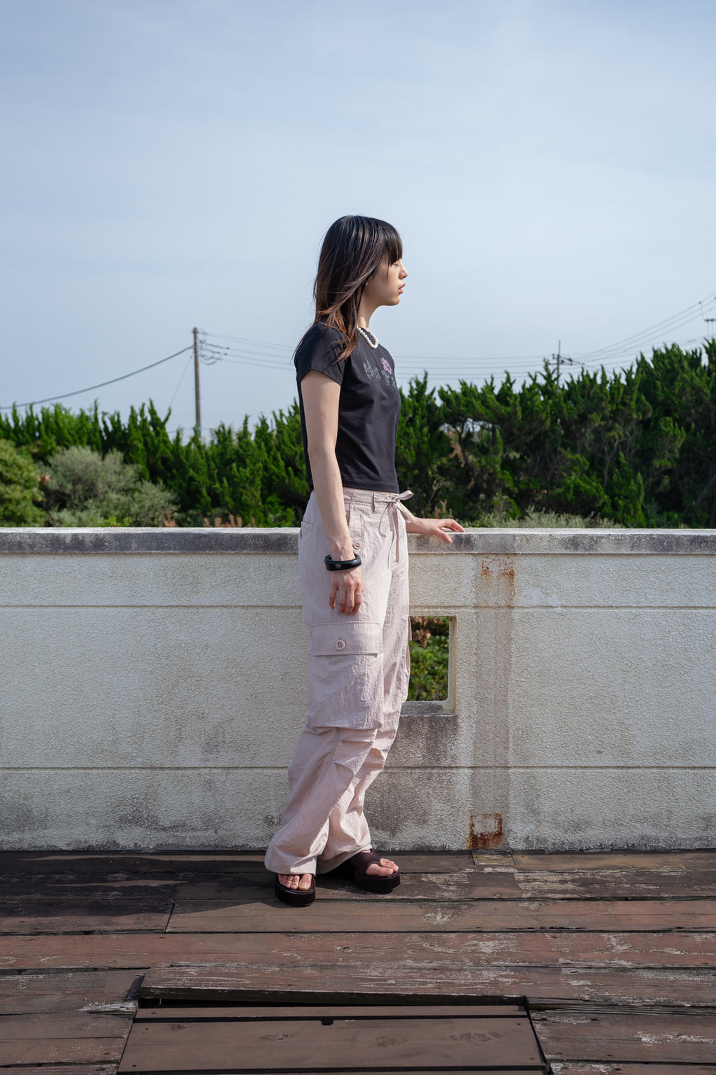 Matin Kim - String Nylon Cargo Pants (Light Pink) product image 11 | TRAB K-Fashion Australia
