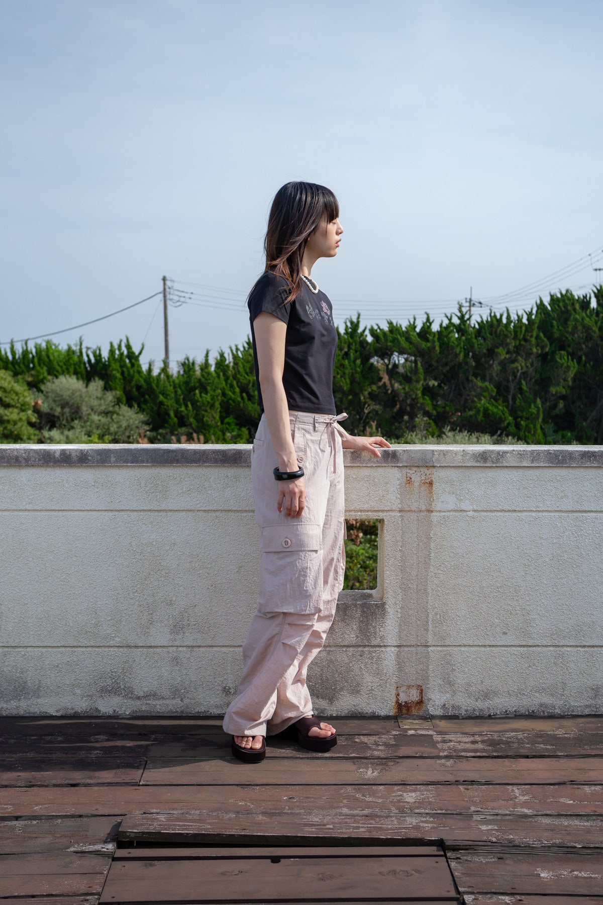 Matin Kim - String Nylon Cargo Pants (Light Pink) product image 11 | TRAB K-Fashion Australia