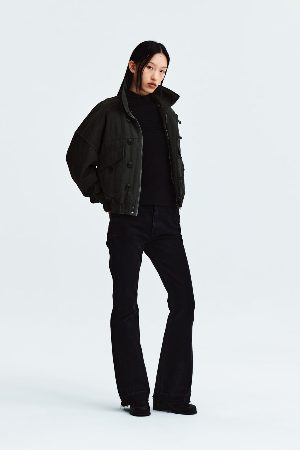 Matin Kim - Fur Collar Point Bomber Jumper (Khaki) product image 11 | TRAB K-Fashion Australia