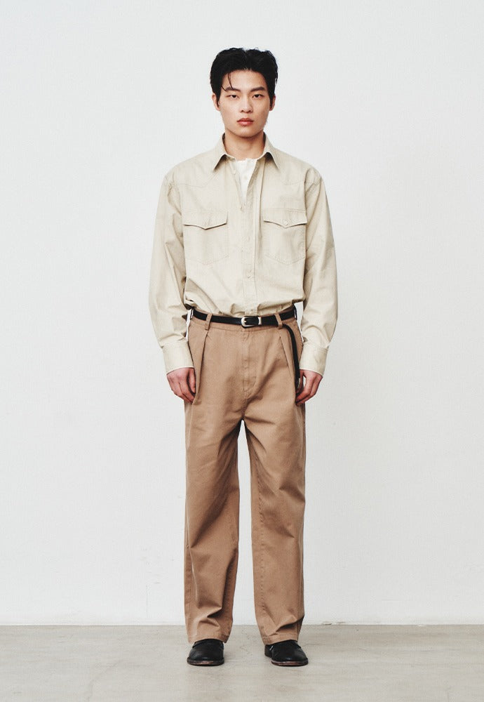 Art if acts - Washed Western Shirt (Cream) product image 1 | TRAB K-Fashion Australia