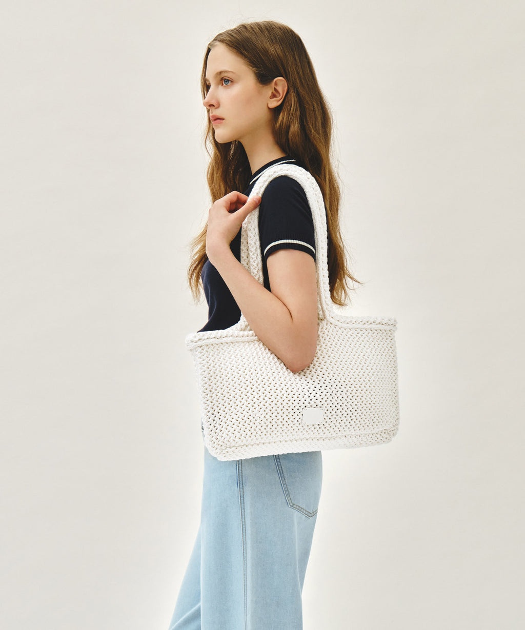 Marithe & Francois Girbaud - Classic Logo Net Shoulder Bag (Ivory) product image 5 | TRAB K-Fashion Australia