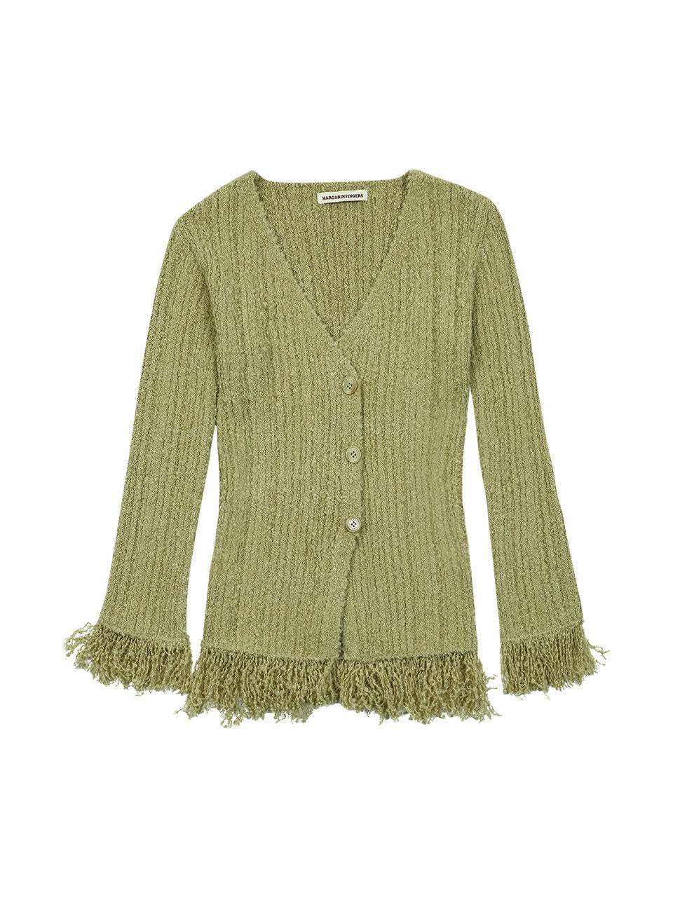 Margarin Fingers - Fringe Knit Cardigan (Olive) product image 2 | TRAB K-Fashion Australia