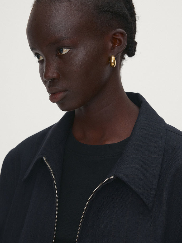 Tonywack - Virgin Wool Military Blouson Jacket (Navy Stripe) product image 5 | TRAB K-Fashion Australia