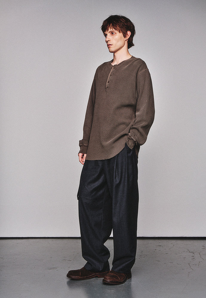 Art if acts - Garment Dyed Waffle Henley (Mud Brown) product image 2 | TRAB K-Fashion Australia