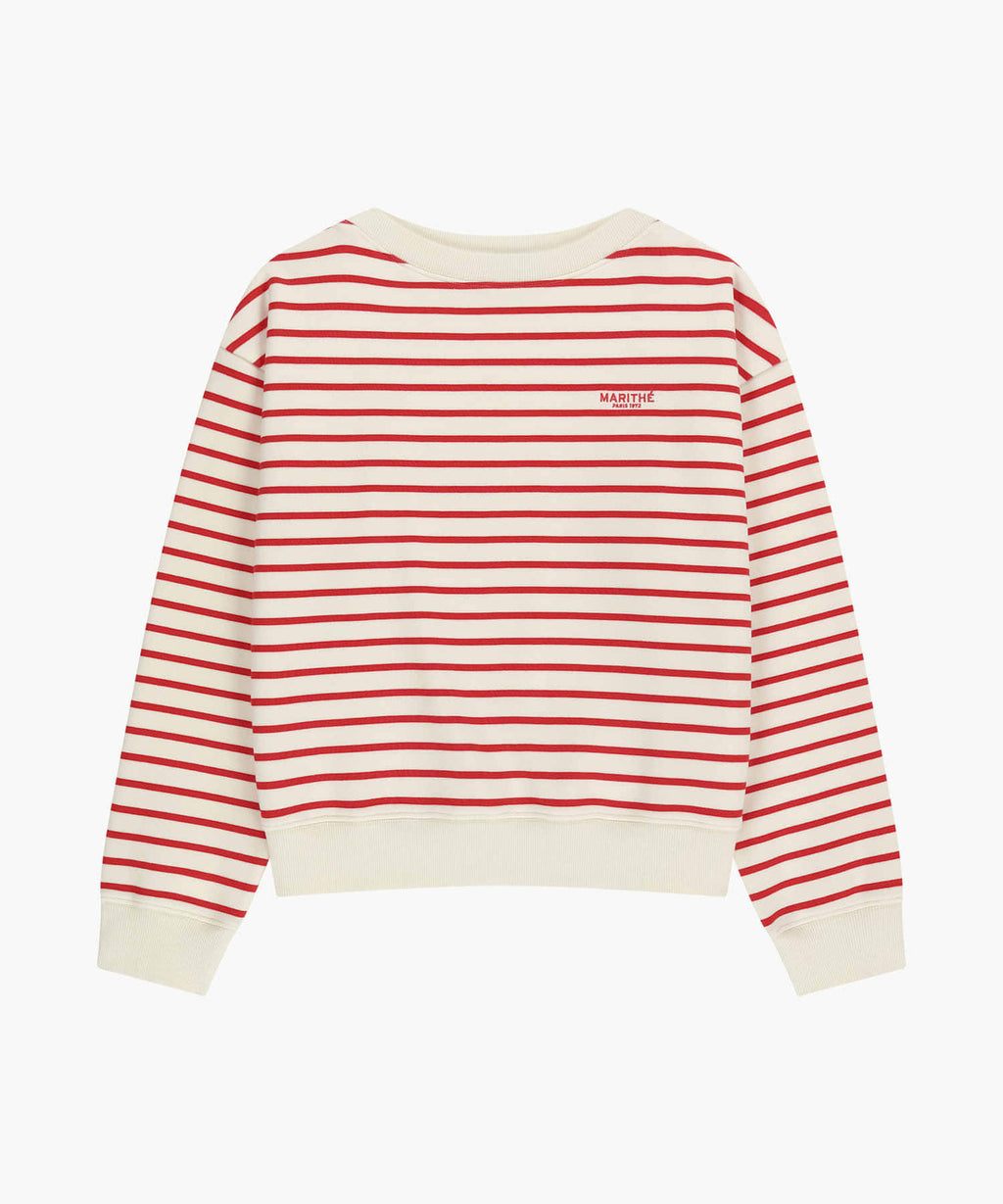 Marithe & Francois Girbaud - Stripe Boatneck Crop Sweatshirt (Red) product image 6 | TRAB K-Fashion Australia