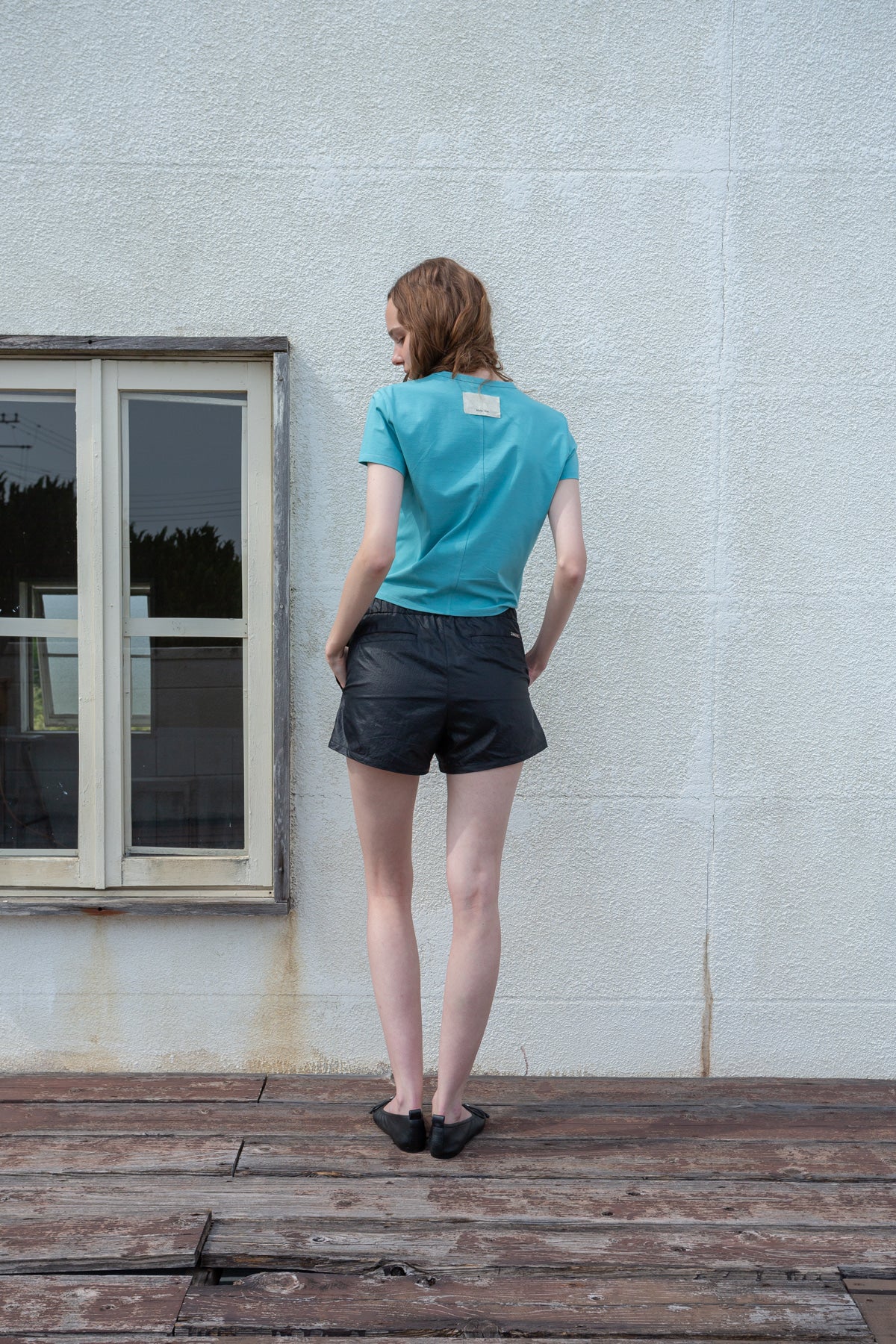 Matin Kim - Stitch Printing Detail Crop Top (Turquoise Blue) product image 8 | TRAB K-Fashion Australia