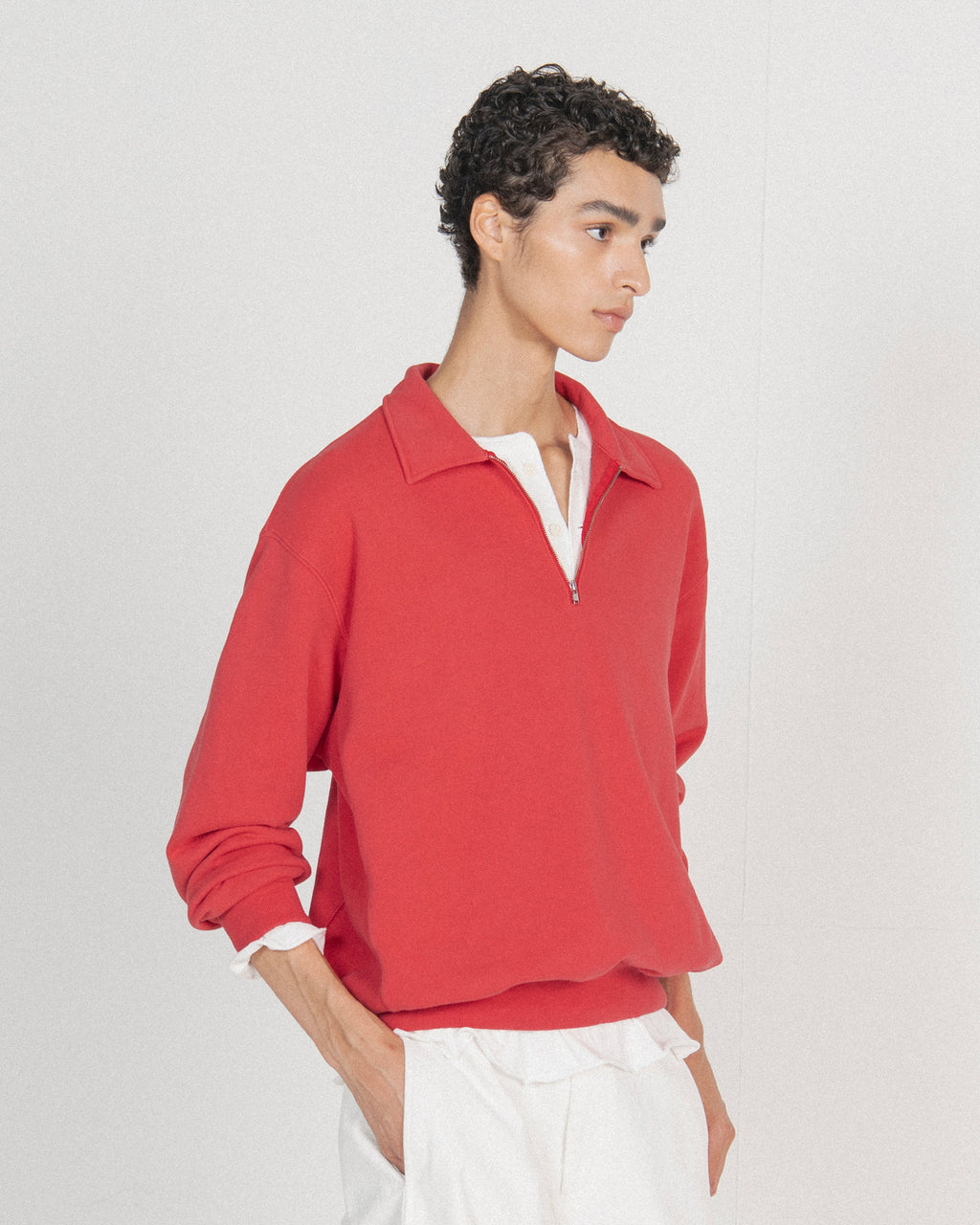 Brownyard - Washed Sweat Half Zip Up (Red) product image 4 | TRAB K-Fashion Australia