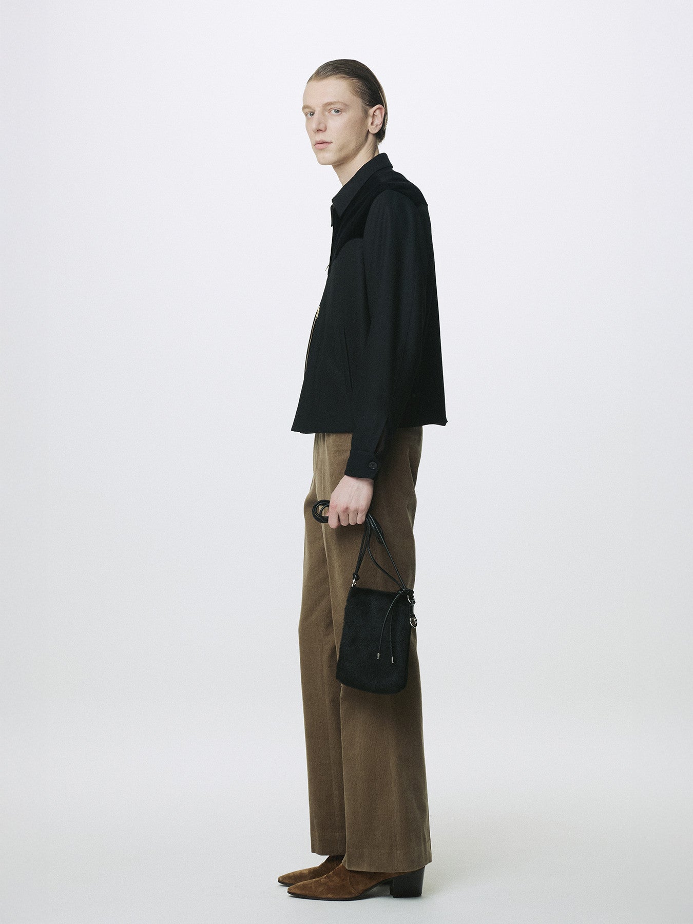 Tonywack - Wool Velvet Trimmed Blouson Jacket (Black) product image 3 | TRAB K-Fashion Australia