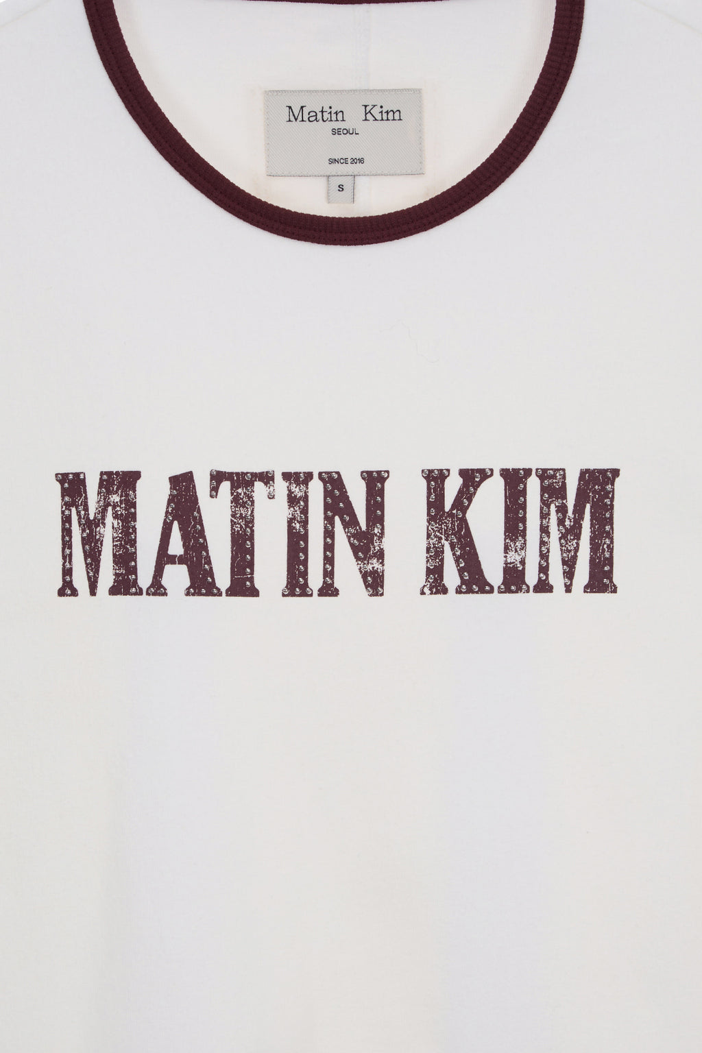 Matin Kim - Stud Logo Ringer Top (White) product image 4 | TRAB K-Fashion Australia