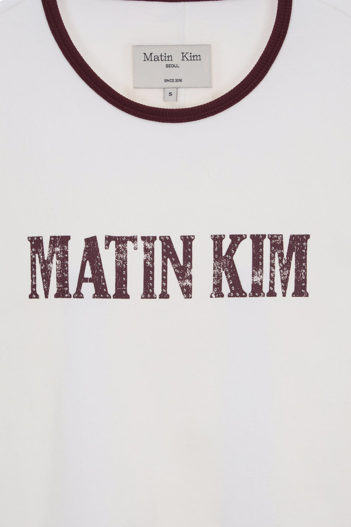 Matin Kim - Stud Logo Ringer Top (White) product image 4 | TRAB K-Fashion Australia