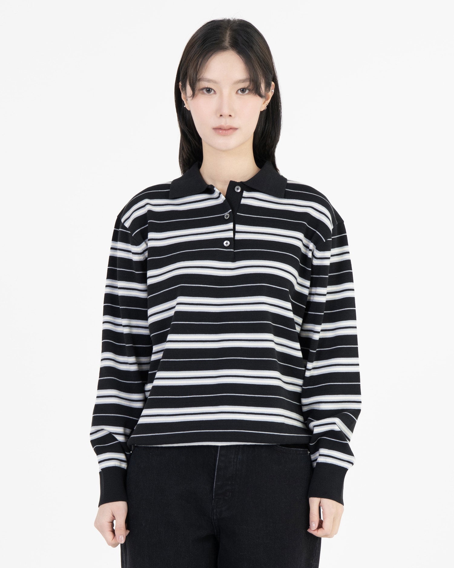 Brownyard - Stripe Knit Pique (Navy) product image 2 | TRAB K-Fashion Australia