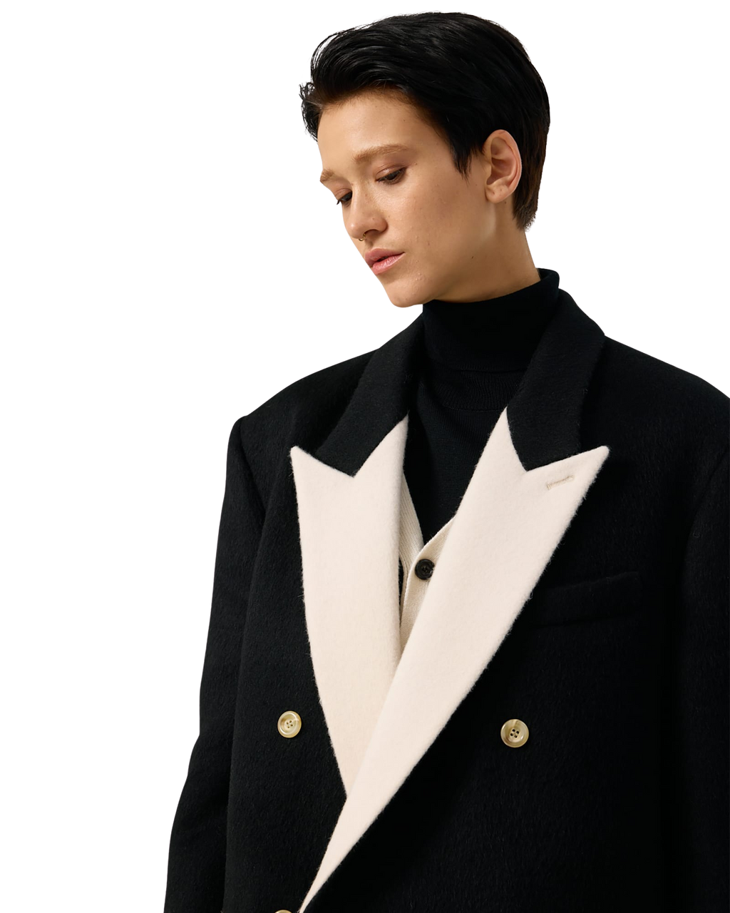 Kimhe Kim - Bi Color Double Breasted Coat (Black/Ivory) product image 22 | TRAB K-Fashion Australia