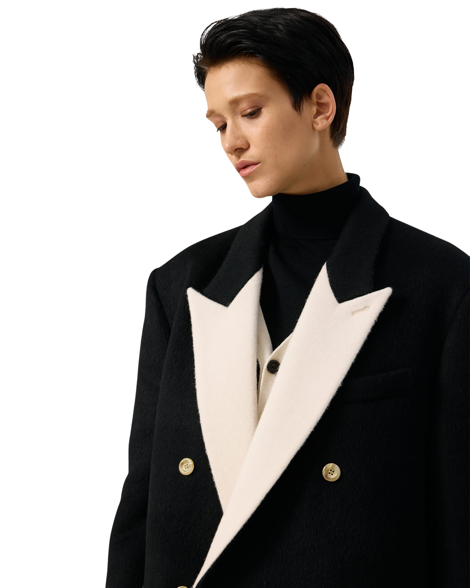 Kimhe Kim - Bi Color Double Breasted Coat (Black/Ivory) product image 22 | TRAB K-Fashion Australia