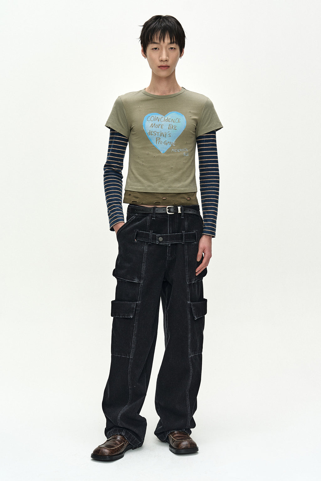 Andersson Bell - Belt Layered Cargo Wide-Leg Jeans (black) (Black) product image 10 | TRAB K-Fashion Australia