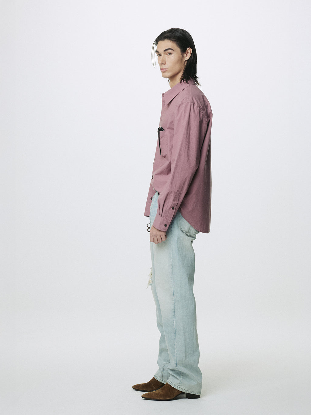 Tonywack - Distressed Loose Straight Denim Jeans (Light Blue) product image 2 | TRAB K-Fashion Australia