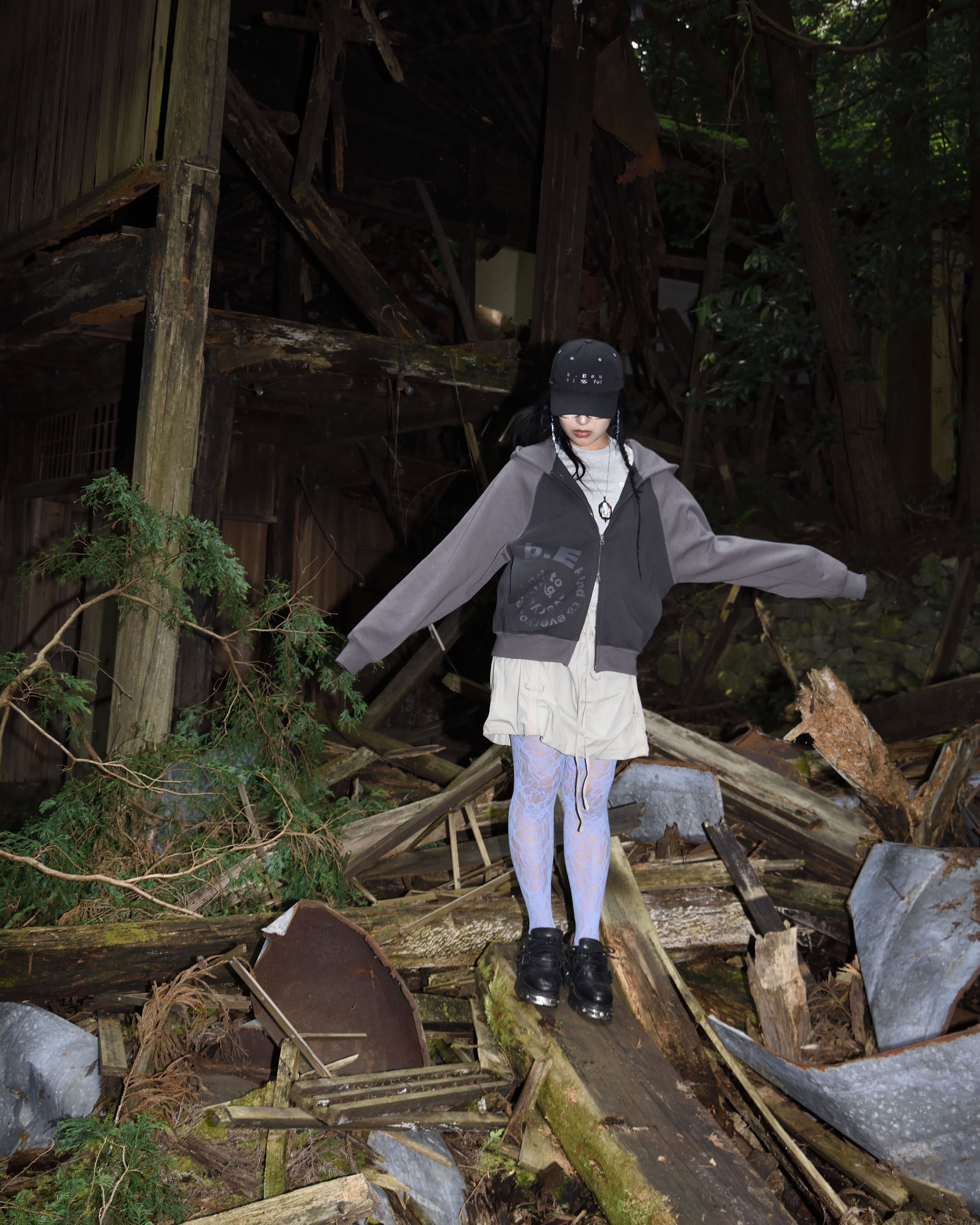 San San Gear - San San X B.E Zip-Up Hoodie (Charcoal) product image 2 | TRAB K-Fashion Australia