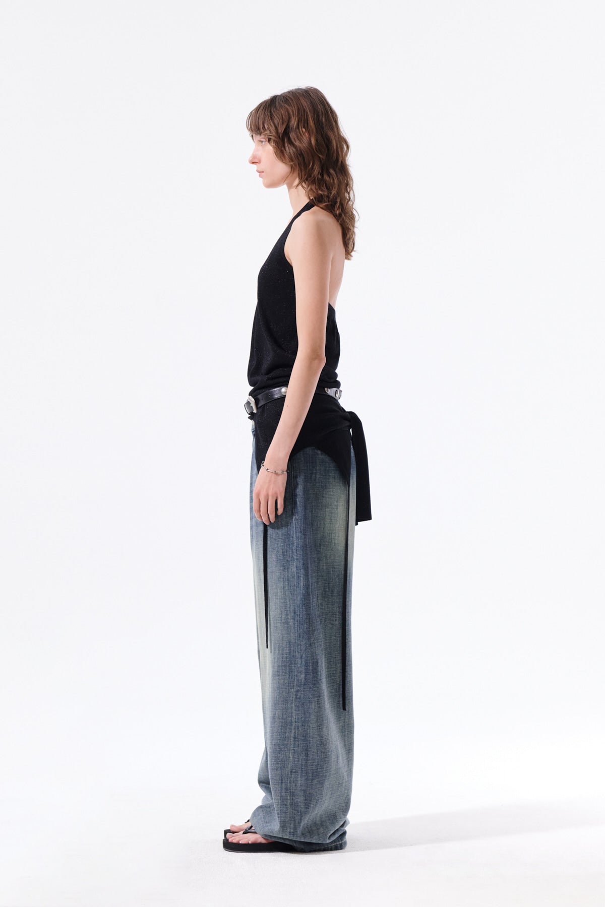 Matin Kim - Layered Tie Halter Neck Knit Top (Black) product image 13 | TRAB K-Fashion Australia