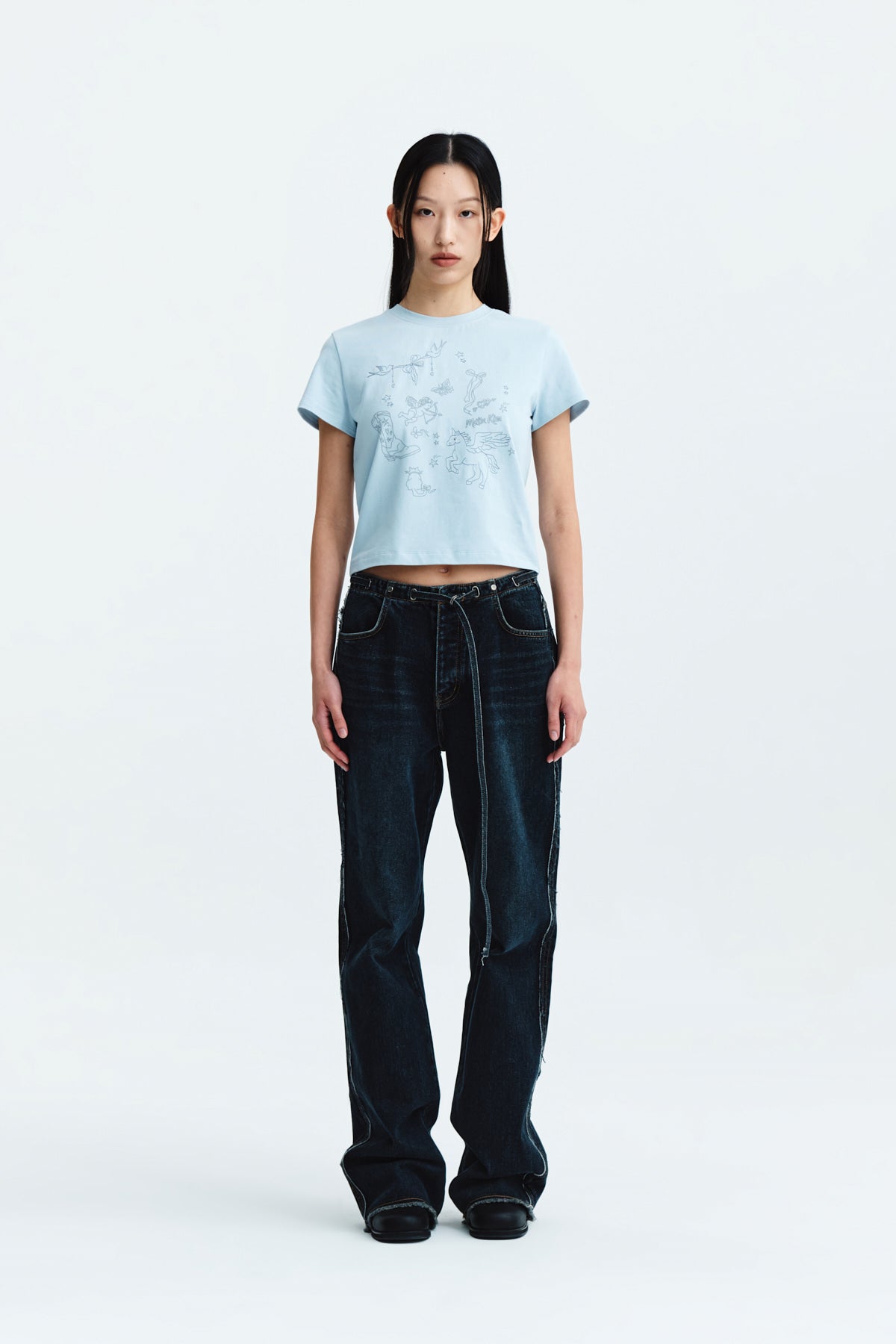 Matin Kim - Kitsch Printing Crop Top (Sky) product image 6 | TRAB K-Fashion Australia