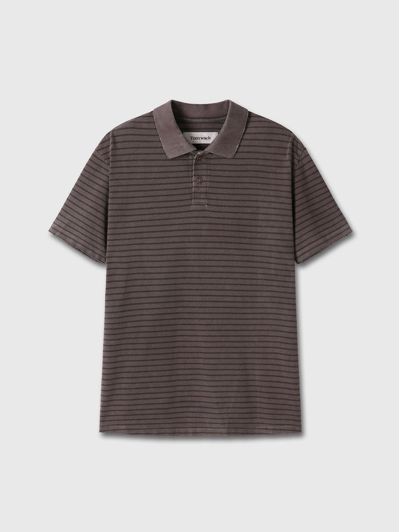 Tonywack - Garment Dyed Stripe Piqué Polo (Faded Brown) | TRAB K-Fa