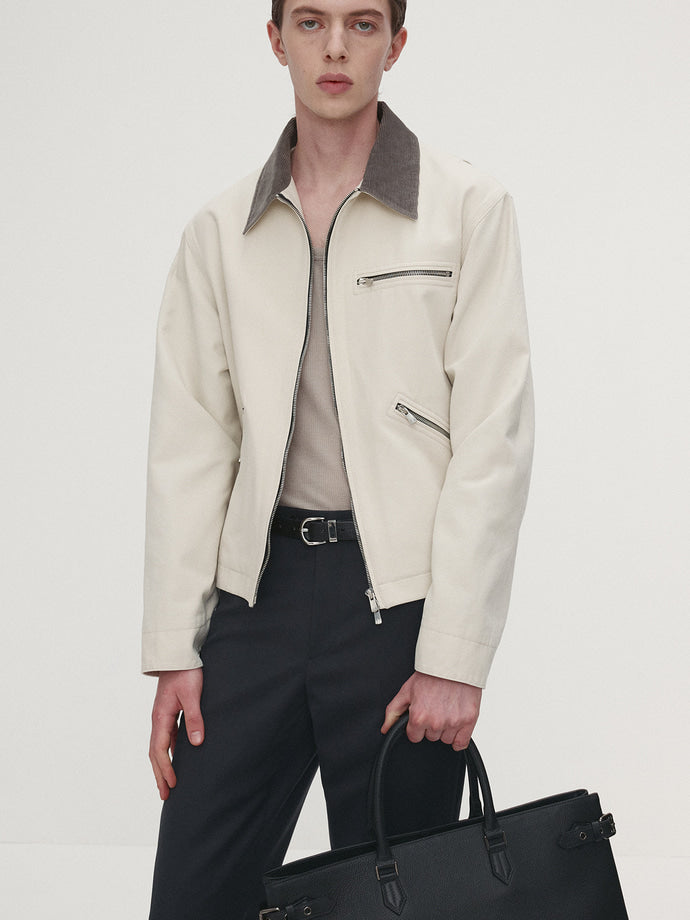 Tonywack - Washed Corduroy Collar Work Jacket (Ecru) product image 1 | TRAB K-Fashion Australia