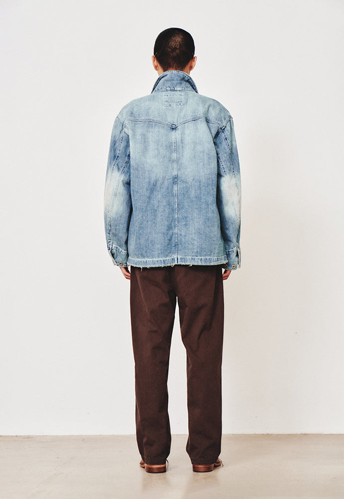 Art if acts - Damaged Denim Western Coverall Jacket (Light Indigo) product image 3 | TRAB K-Fashion Australia