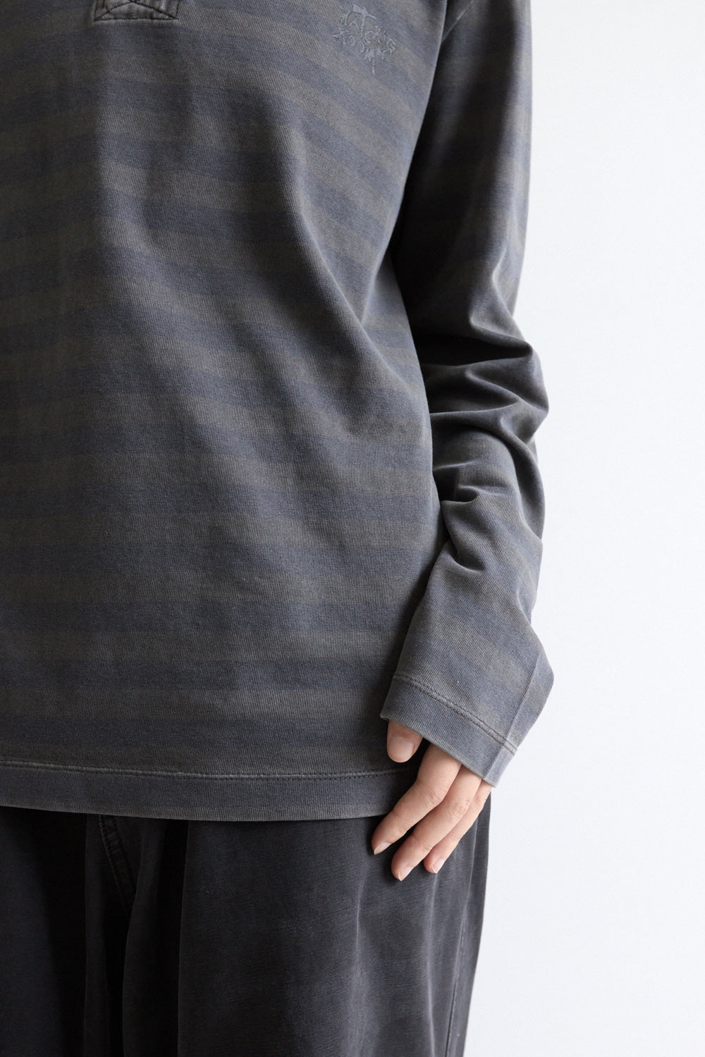 Hatchingroom - VTG Stripe Polo Tee Dyed (Grey) product image 6 | TRAB K-Fashion Australia