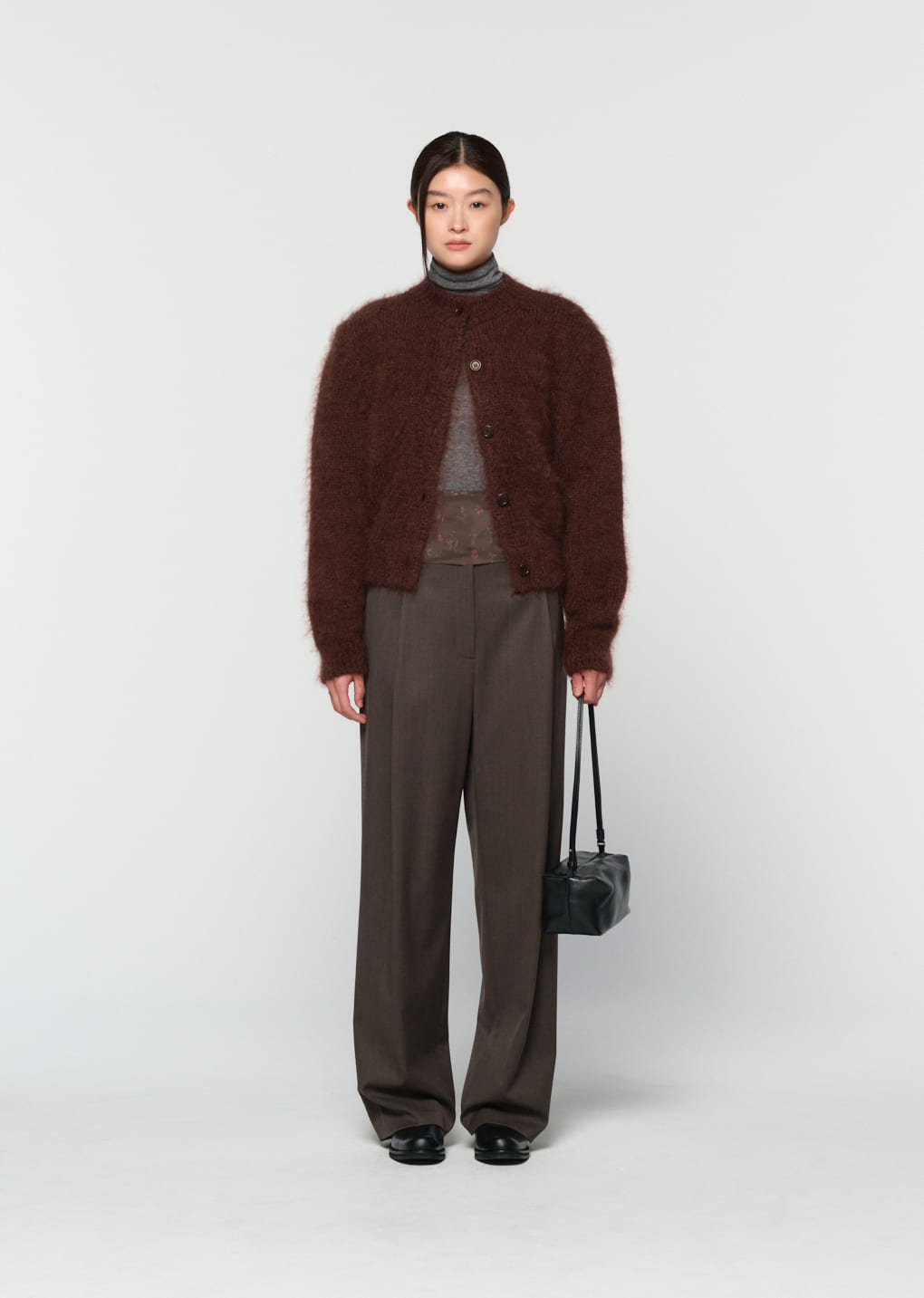 Amomento - mohair bulky cardigan (Brown) product image 2 | TRAB K-Fashion Australia