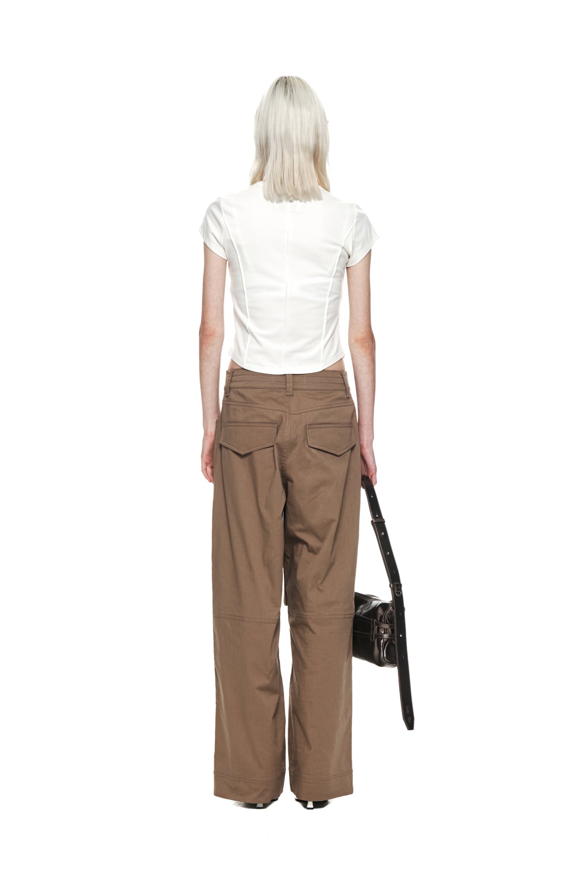 Matin Kim - Knee Big Pocket Cotton Pants (Khaki Brown) product image 7 | TRAB K-Fashion Australia