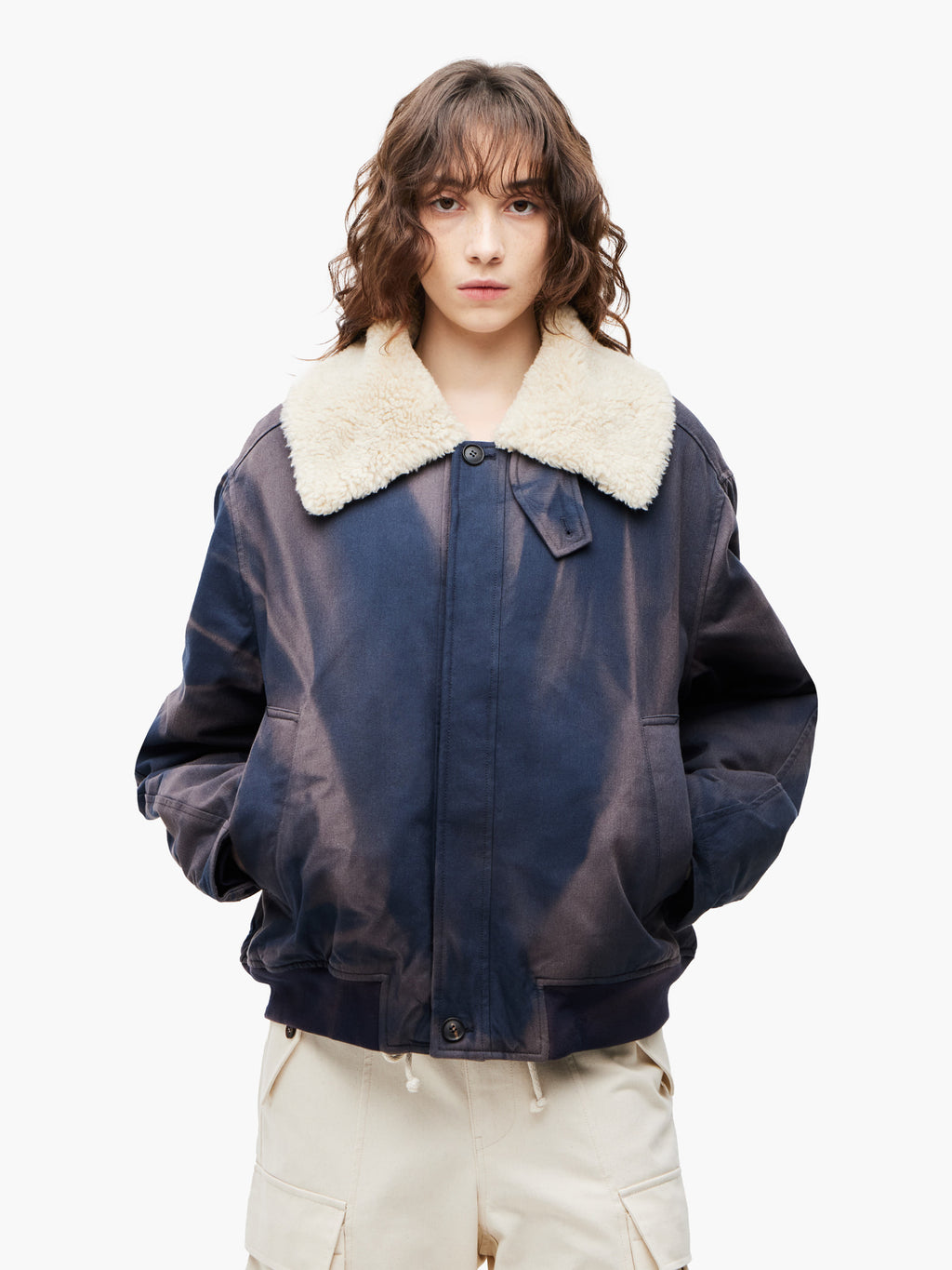 Jiyong Kim - Sun-Bleached Wide Collar Jacket (Navy) product image 4 | TRAB K-Fashion Australia